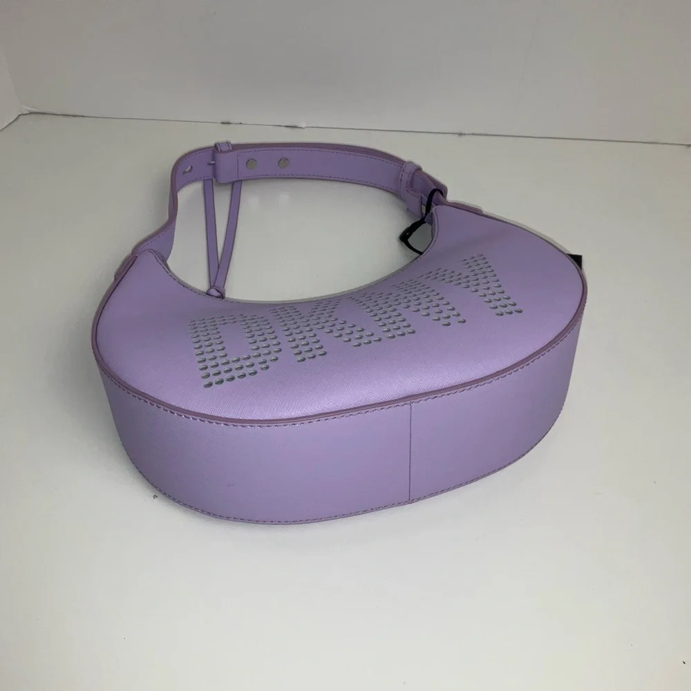 DKNY Essex Saffiano 100% Cow Leather Shoulder Bag in a purple colorway